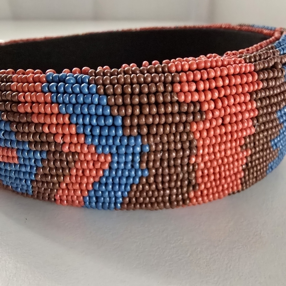 NEW Bohemian Seed Beaded Aztec Patterned Headband - Picture 5 of 6
